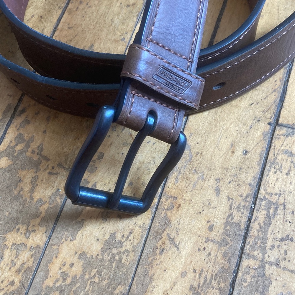 Dickies Brown Leather Belt with Black Buckle